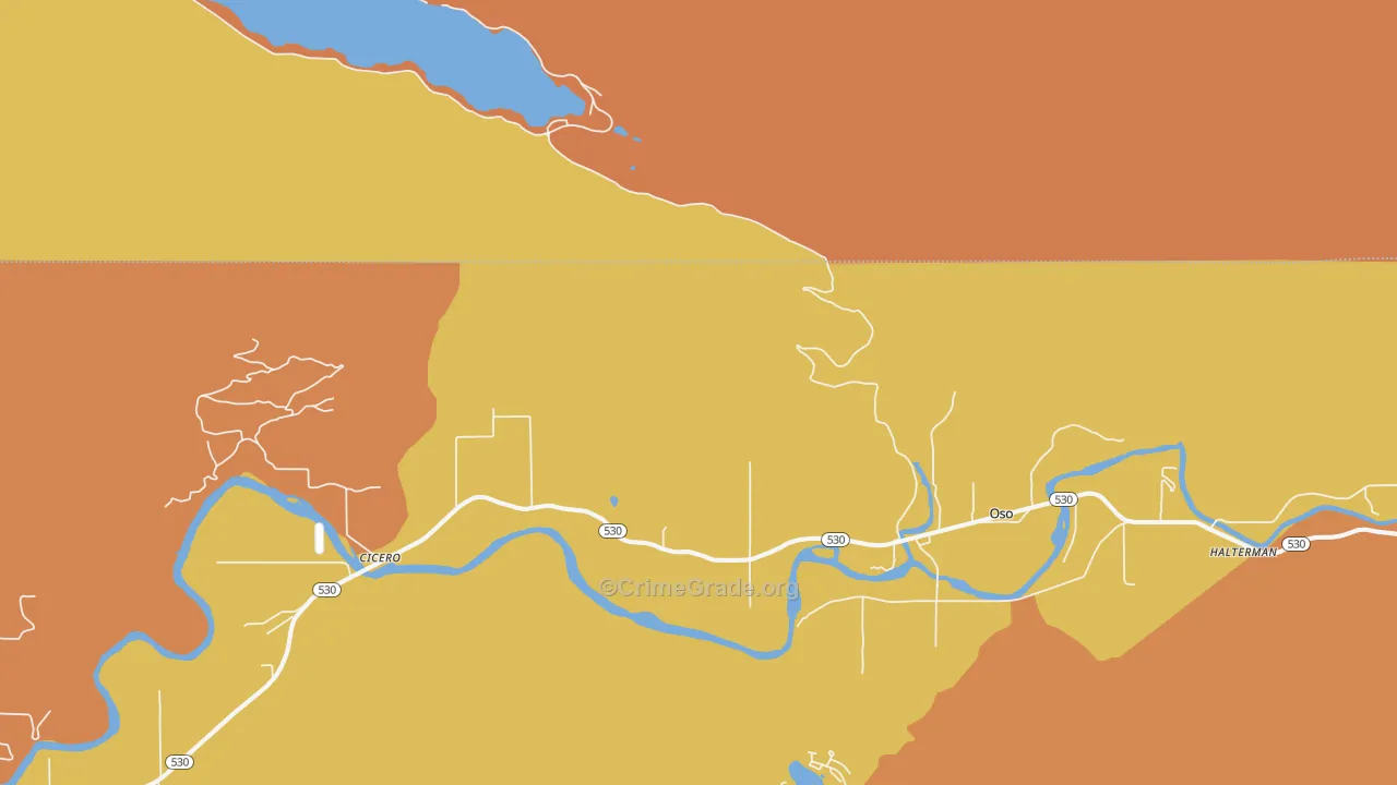 Oso, WA Map of Robbery Rates