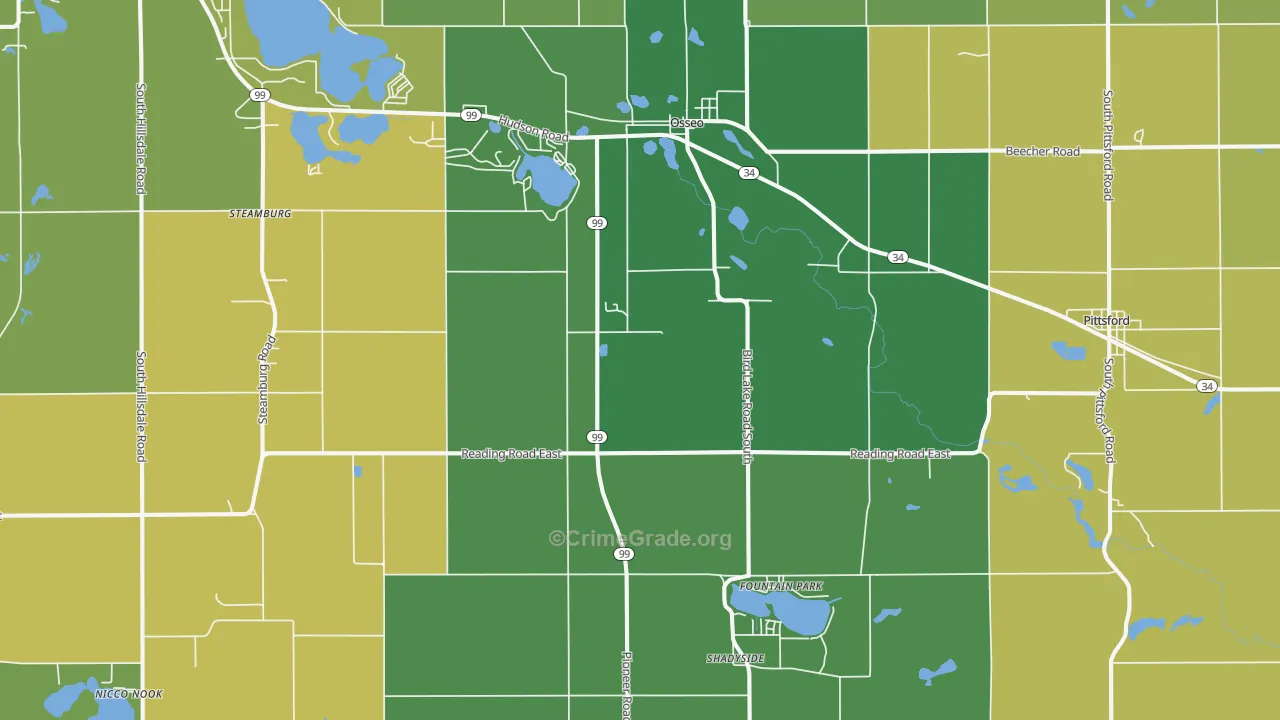 Osseo, MI Map of Robbery Rates