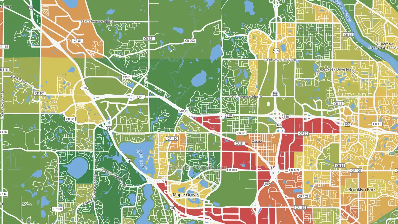 Osseo, MN Map of Robbery Rates