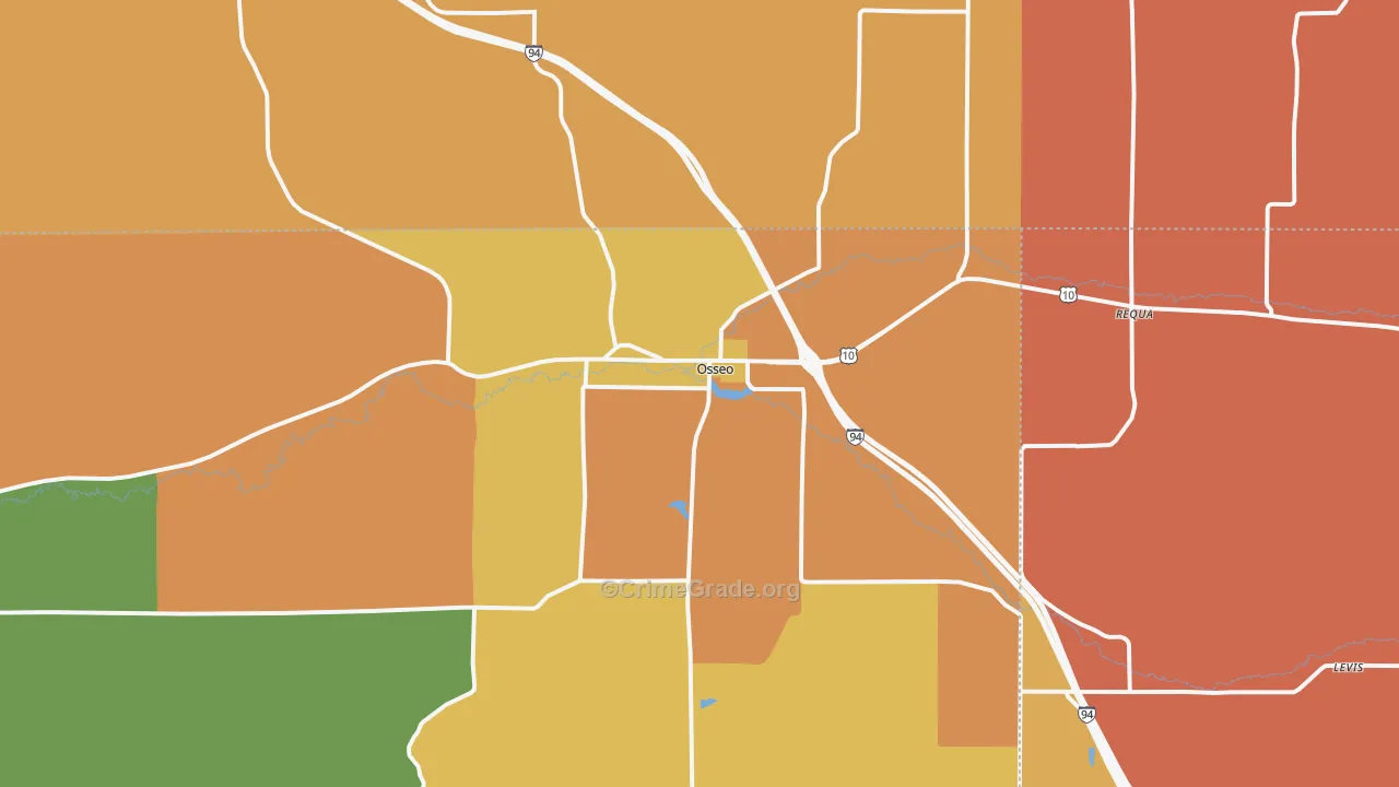 Osseo, WI Map of Robbery Rates