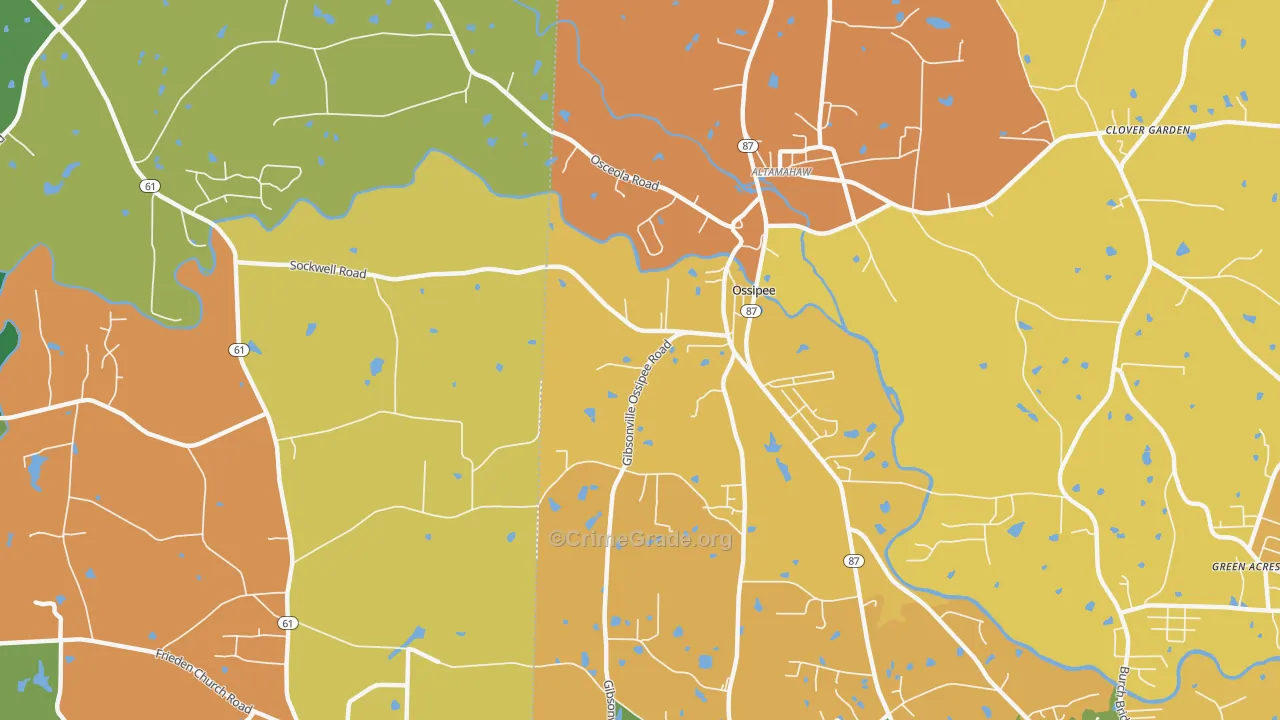 Ossipee, NC Map of Robbery Rates