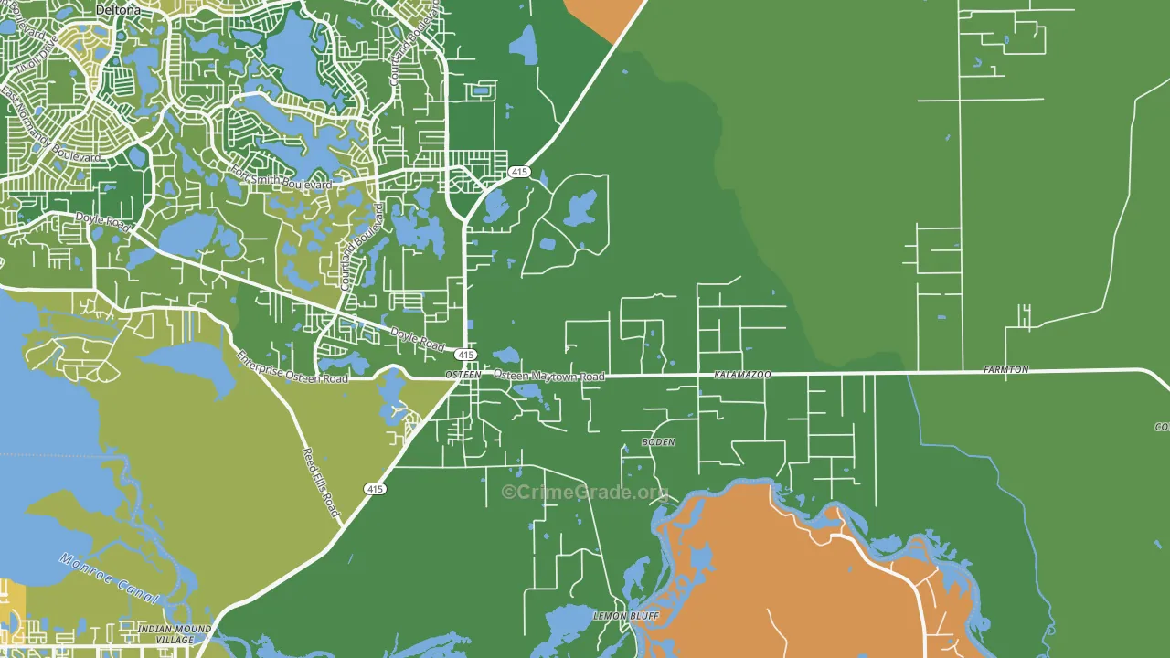 Osteen, FL Map of Robbery Rates