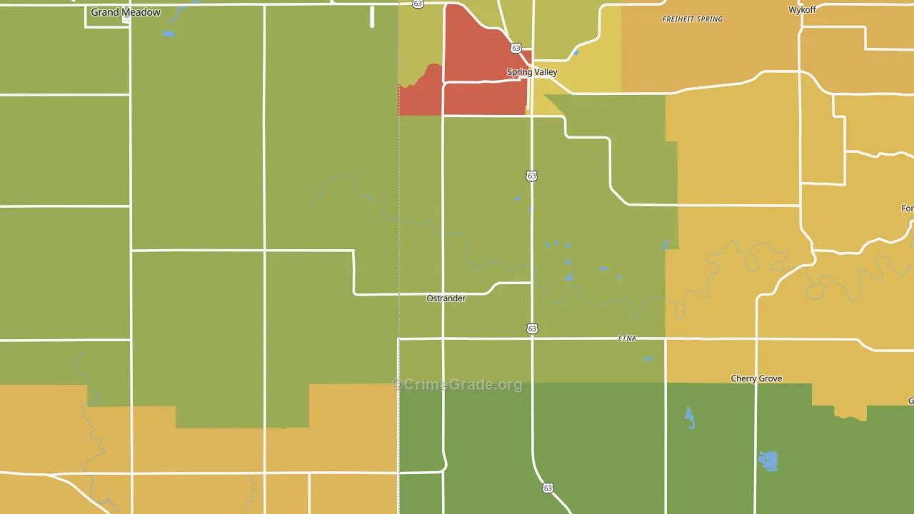 Ostrander, MN Map of Robbery Rates