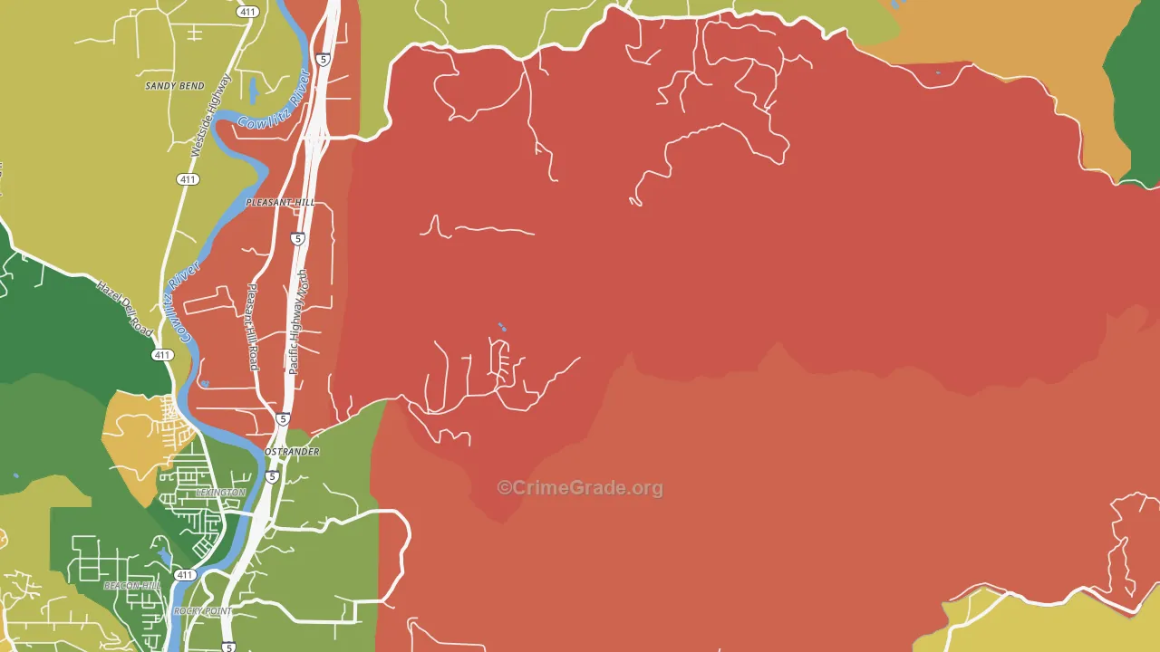 Ostrander, WA Map of Robbery Rates