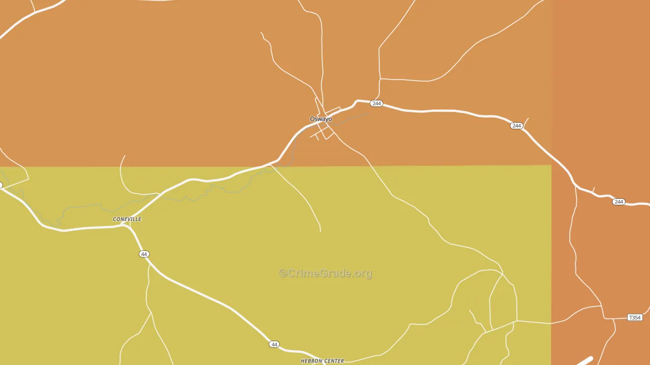 Oswayo, PA Map of Robbery Rates