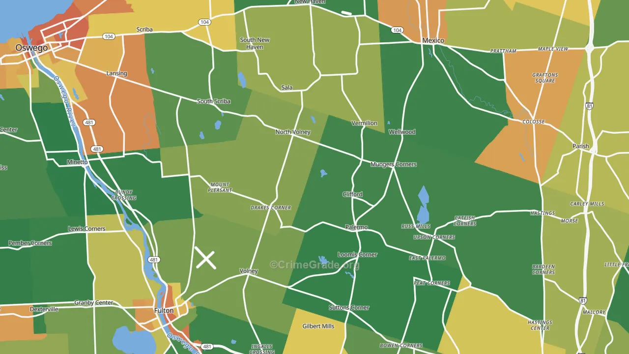 Oswego County, NY Map of Robbery Rates