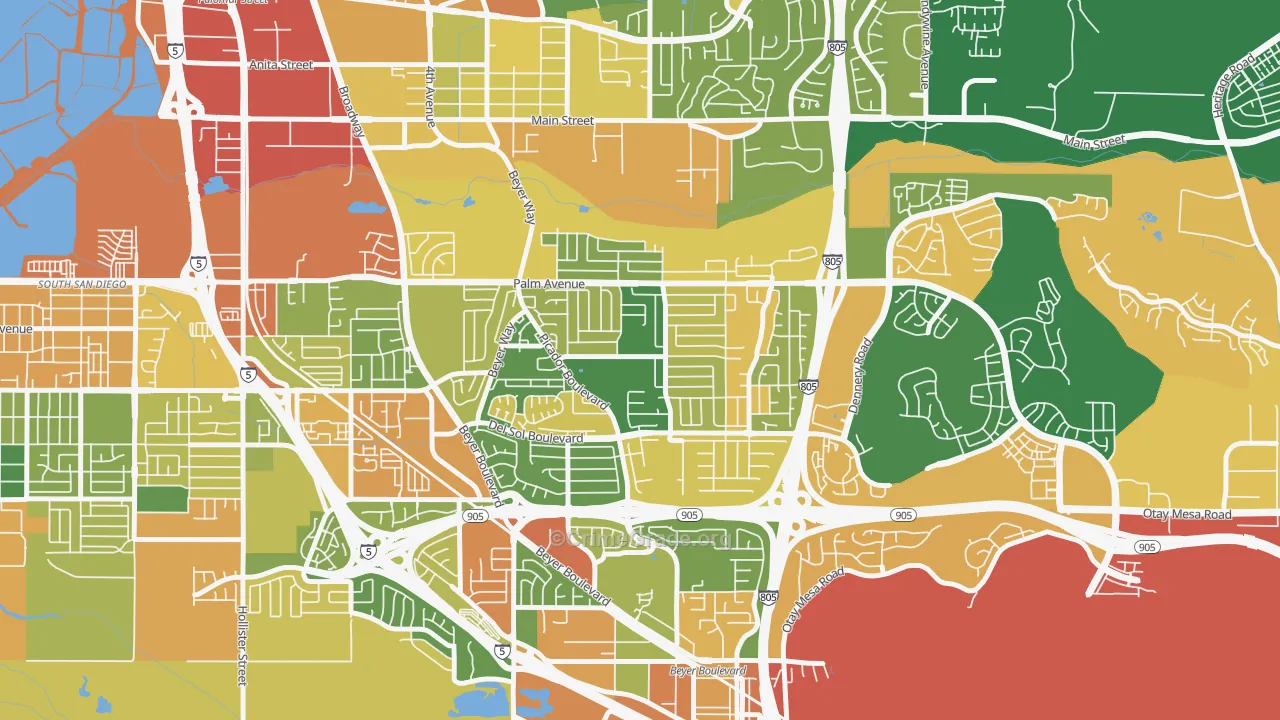 Otay Mesa West, San Diego, CA Map of Robbery Rates