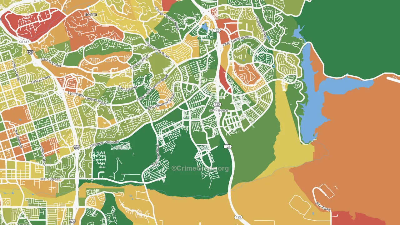 Otay Ranch, Chula Vista, CA Map of Robbery Rates