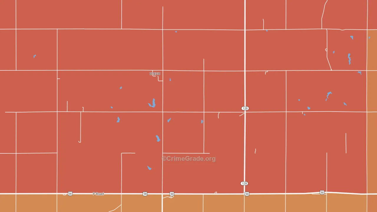Otego, KS Map of Robbery Rates