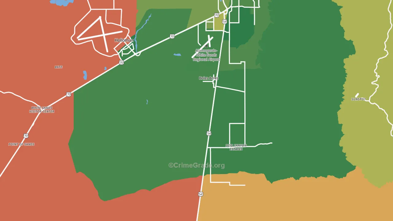 Otero County, NM Map of Robbery Rates