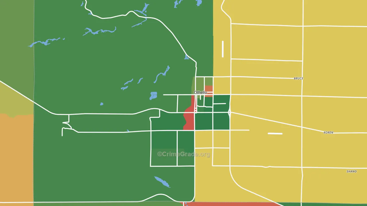 Othello, WA Map of Robbery Rates