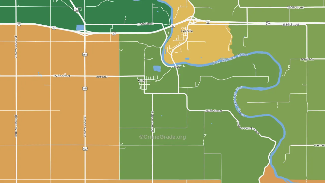 Otho, IA Map of Robbery Rates