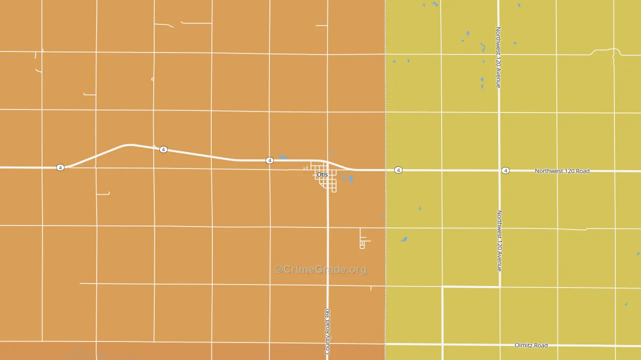 Otis, KS Map of Robbery Rates