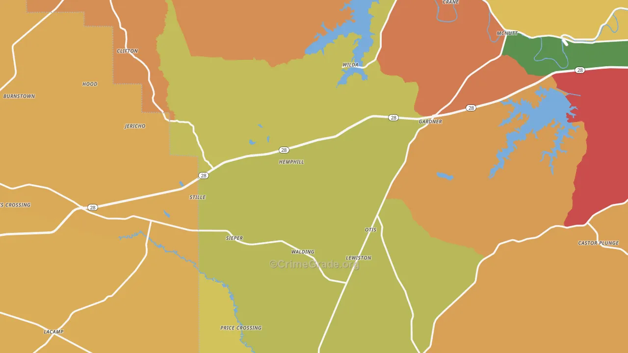Otis, LA Map of Robbery Rates