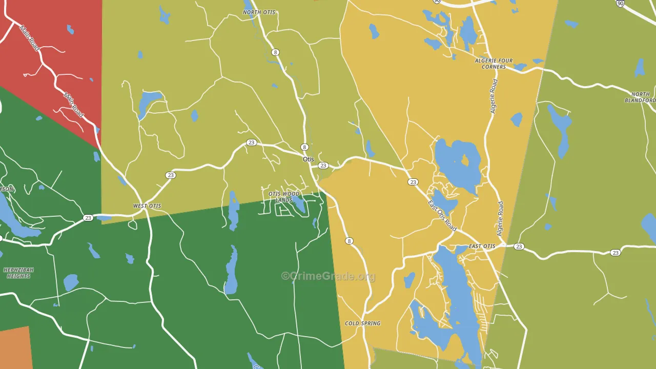 Otis, MA Map of Robbery Rates