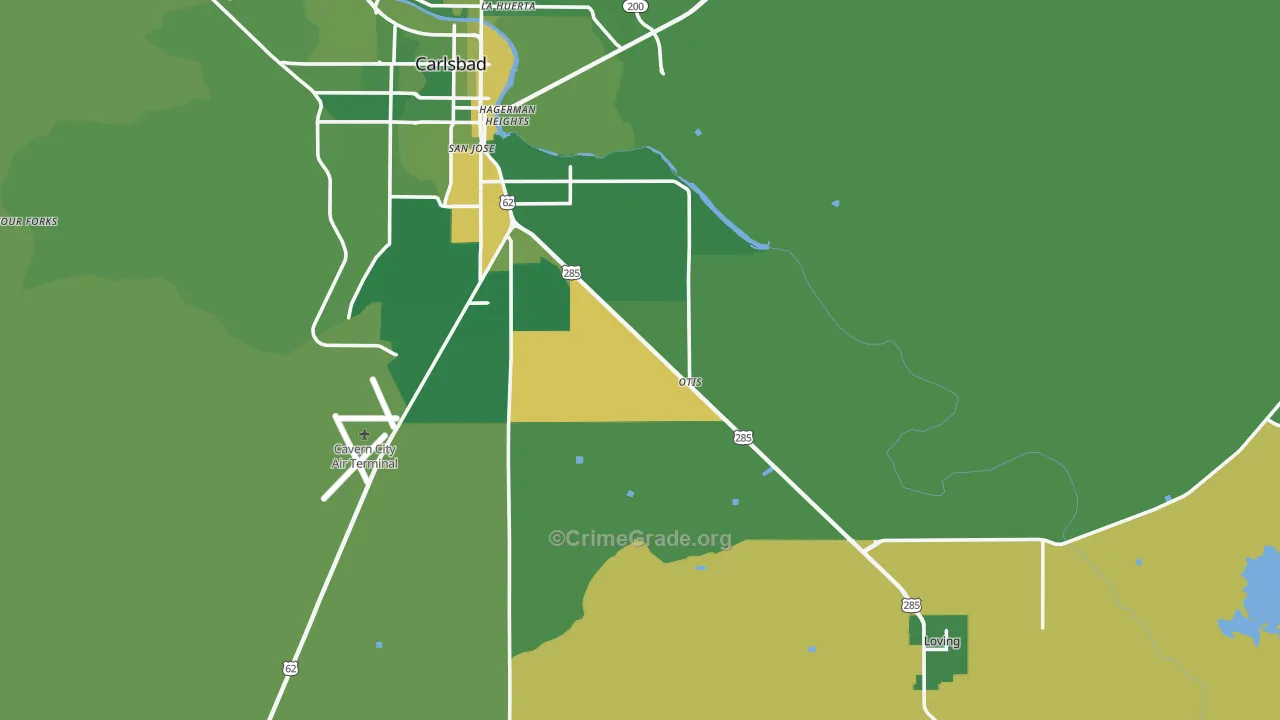 Otis, NM Map of Robbery Rates