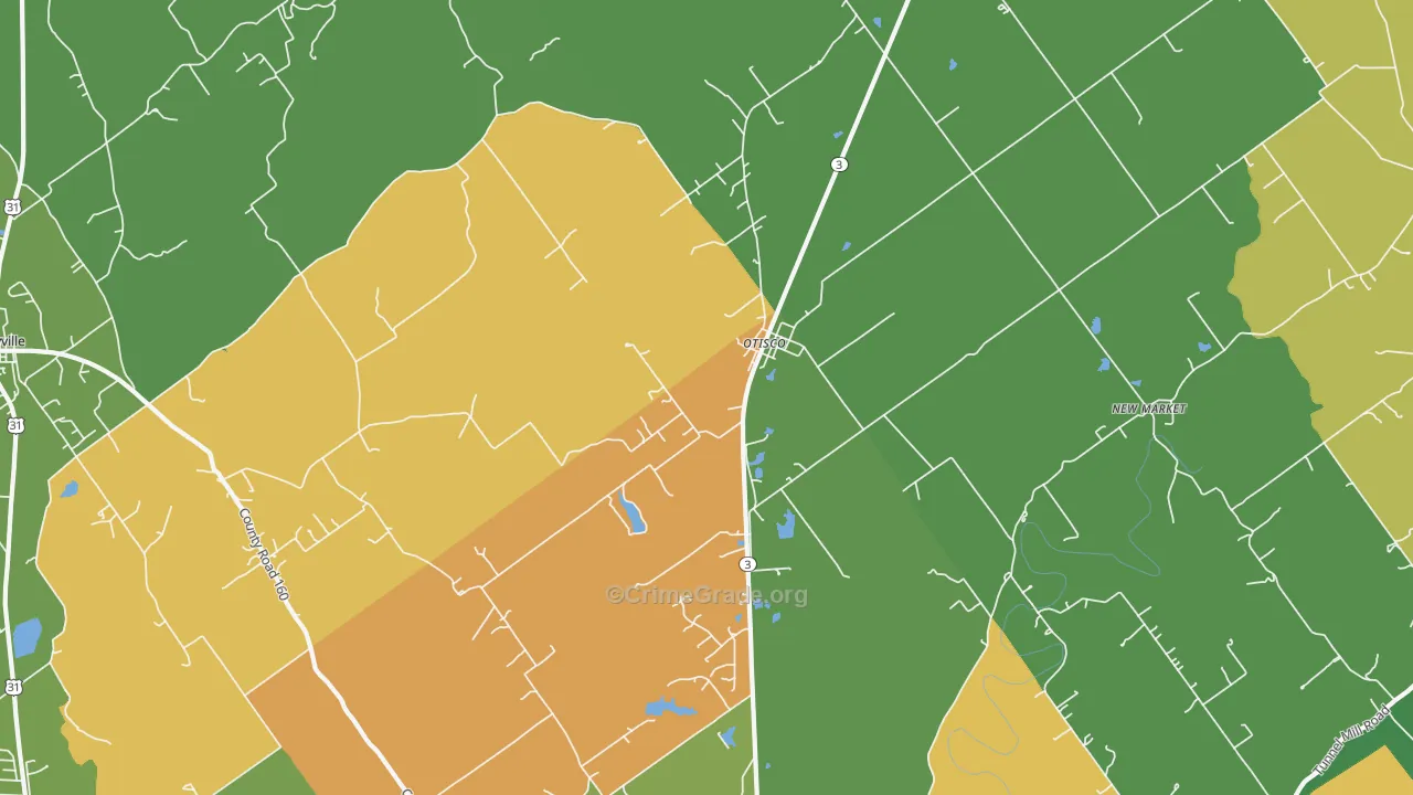 Otisco, IN Map of Robbery Rates