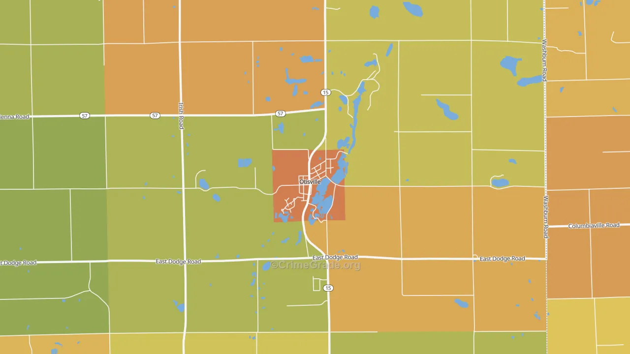 Otisville, MI Map of Robbery Rates