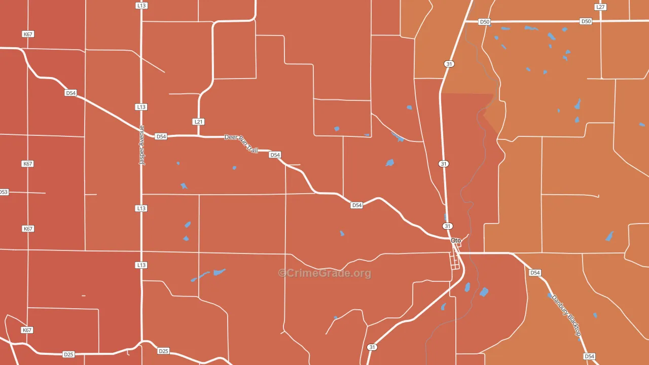 Oto, IA Map of Robbery Rates