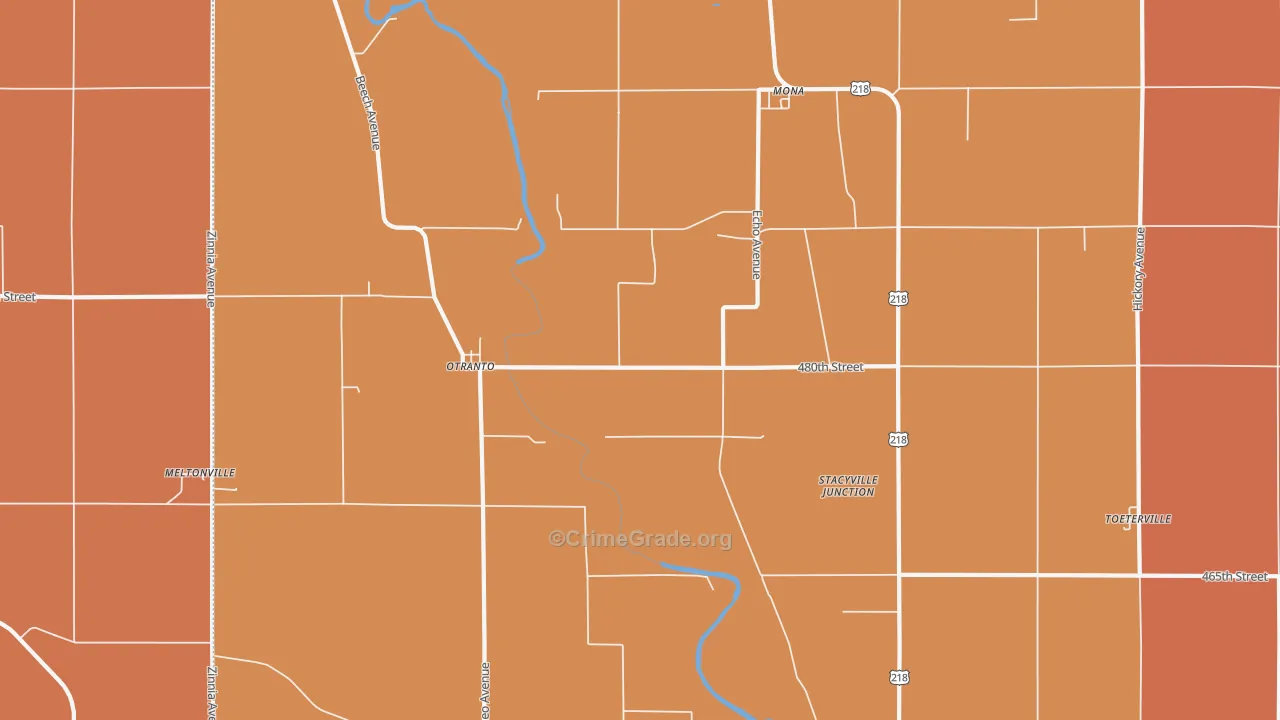 Otranto, IA Map of Robbery Rates