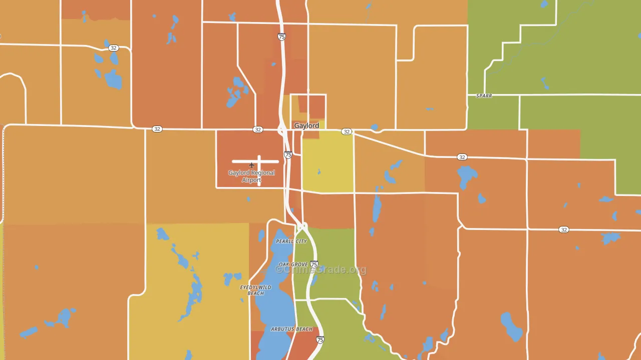 Otsego County, MI Map of Robbery Rates