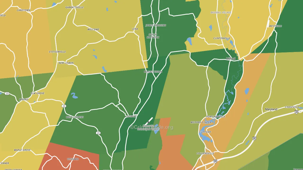 Otsego County, NY Map of Robbery Rates