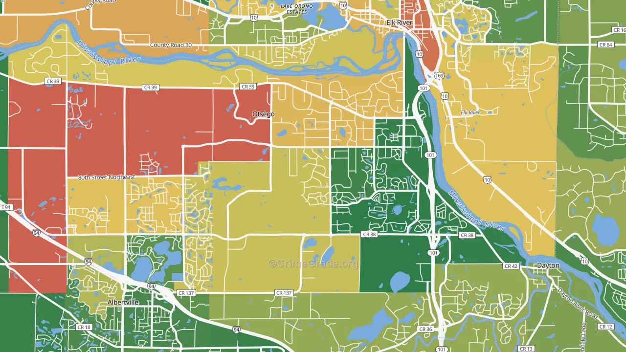 Otsego, MN Map of Robbery Rates