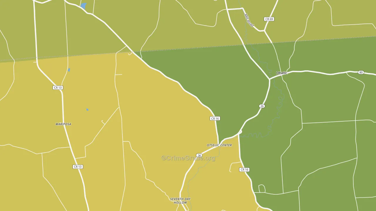 Otselic Center, NY Map of Robbery Rates