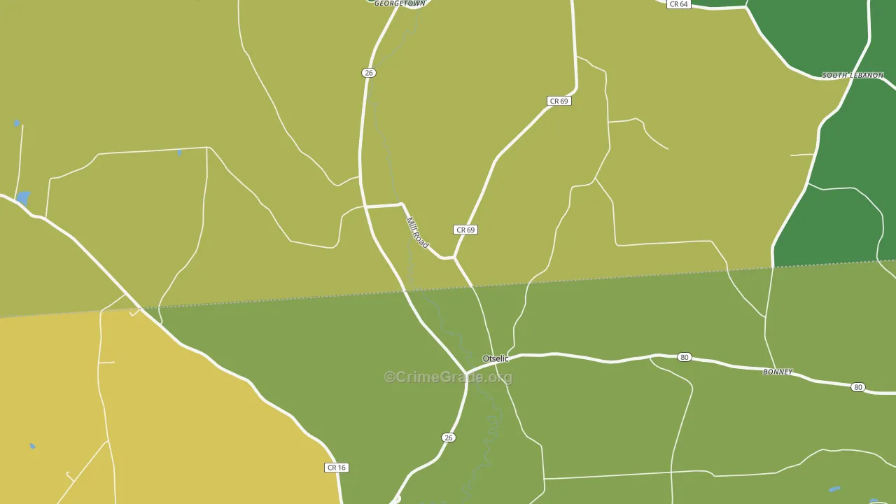 Otselic, NY Map of Robbery Rates