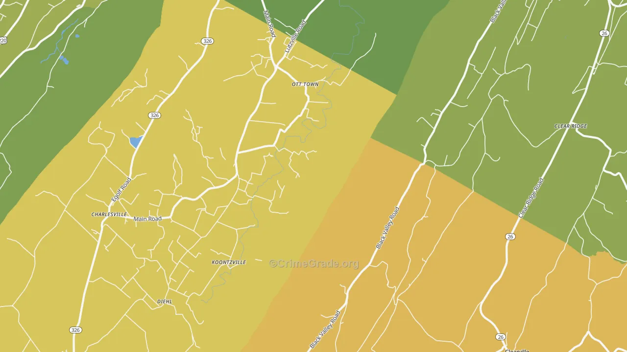 Ott Town, PA Map of Robbery Rates