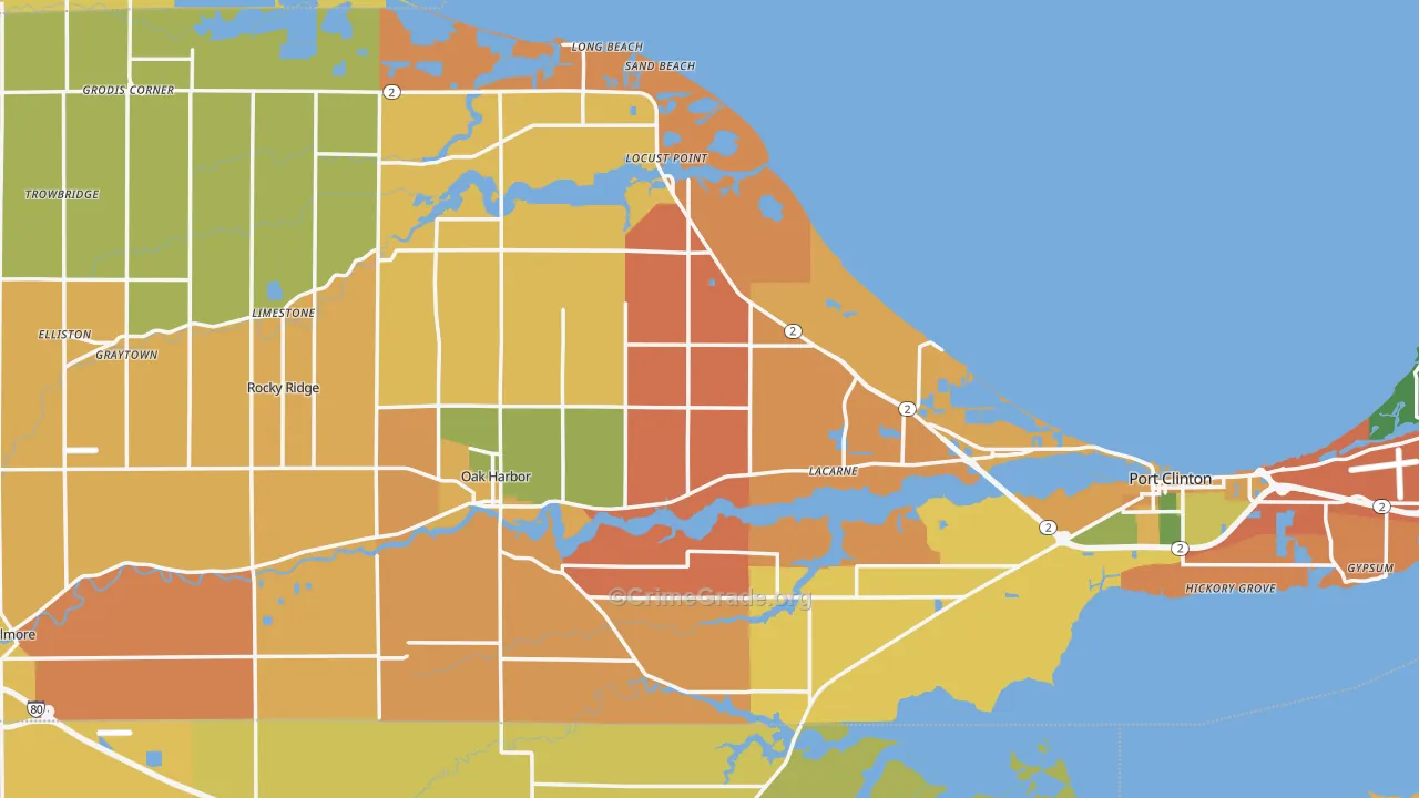Ottawa County, OH Map of Robbery Rates