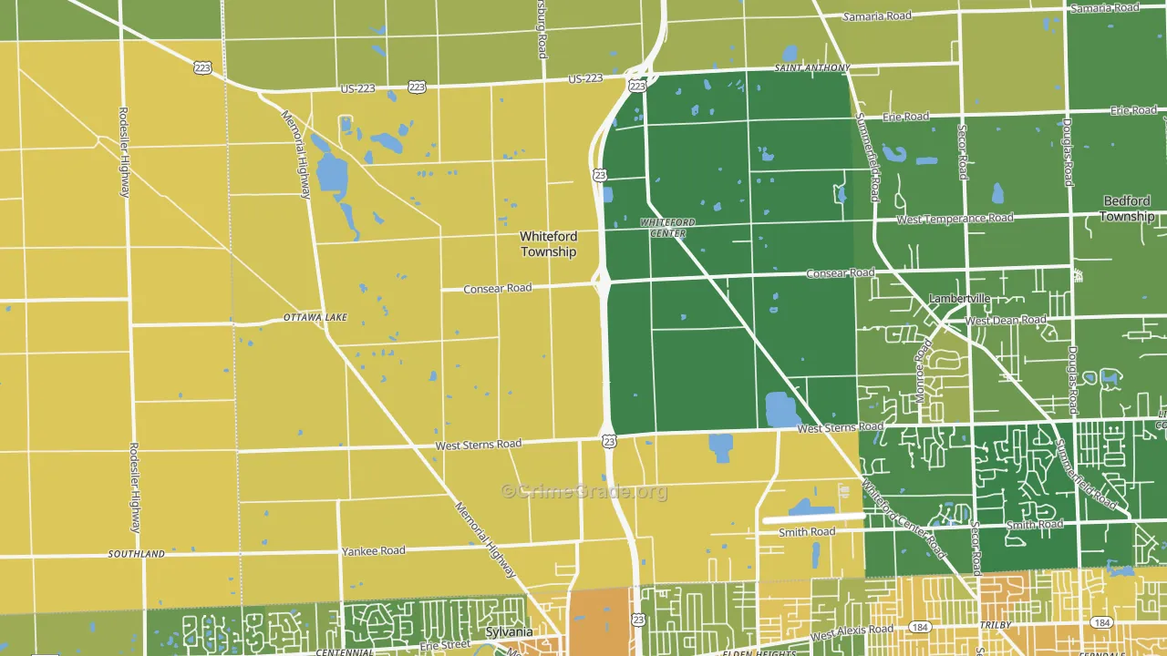 Ottawa Lake, MI Map of Robbery Rates