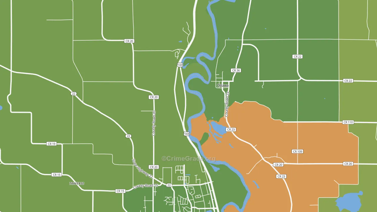 Ottawa, MN Map of Robbery Rates