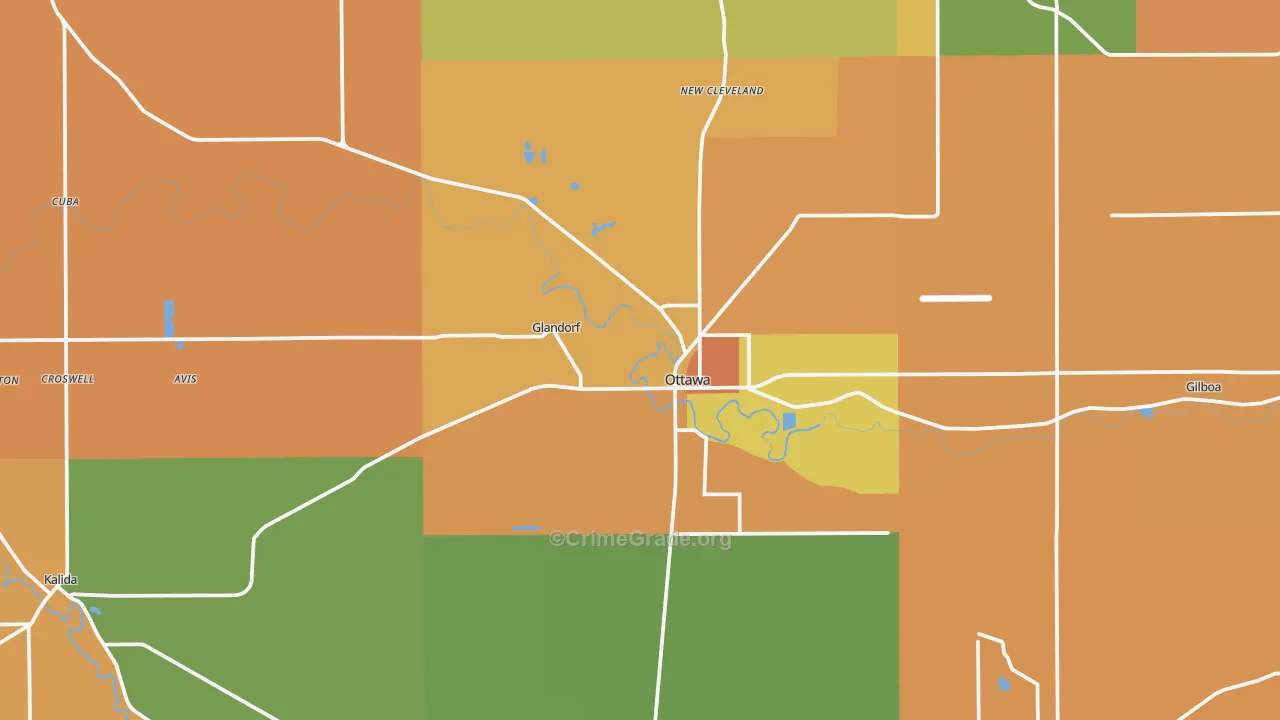 Ottawa, OH Map of Robbery Rates