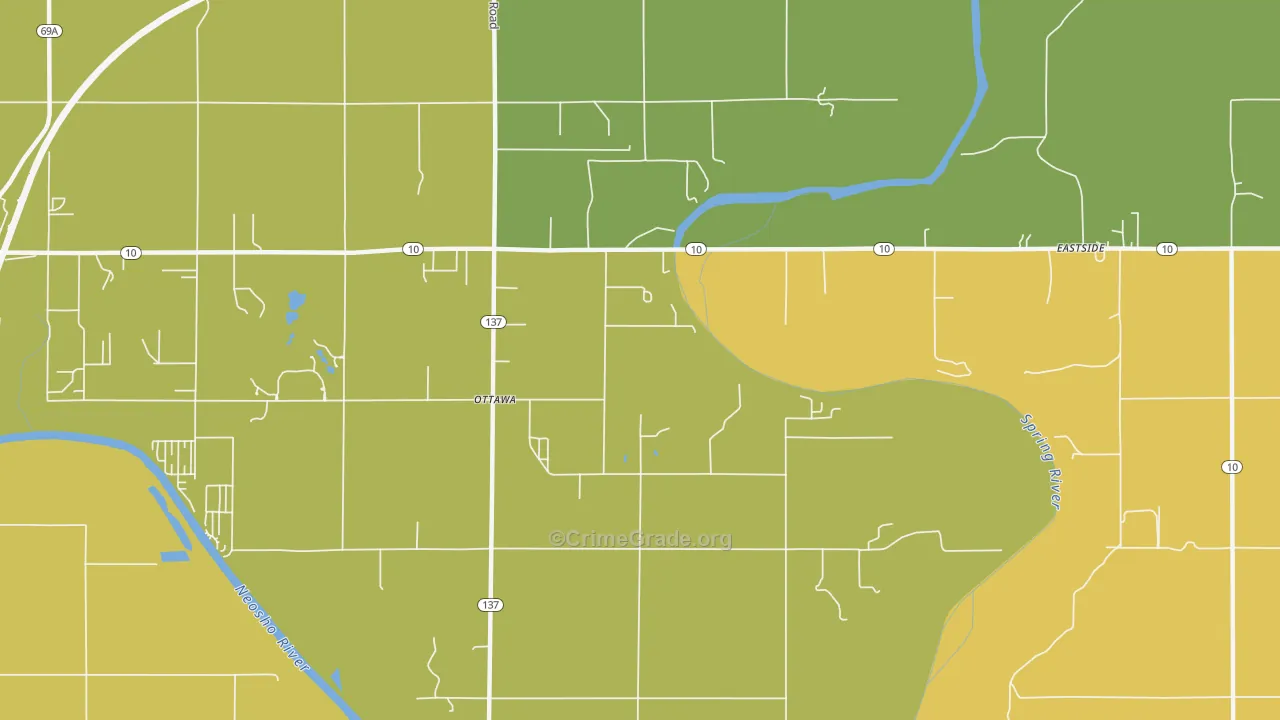 Ottawa, OK Map of Robbery Rates