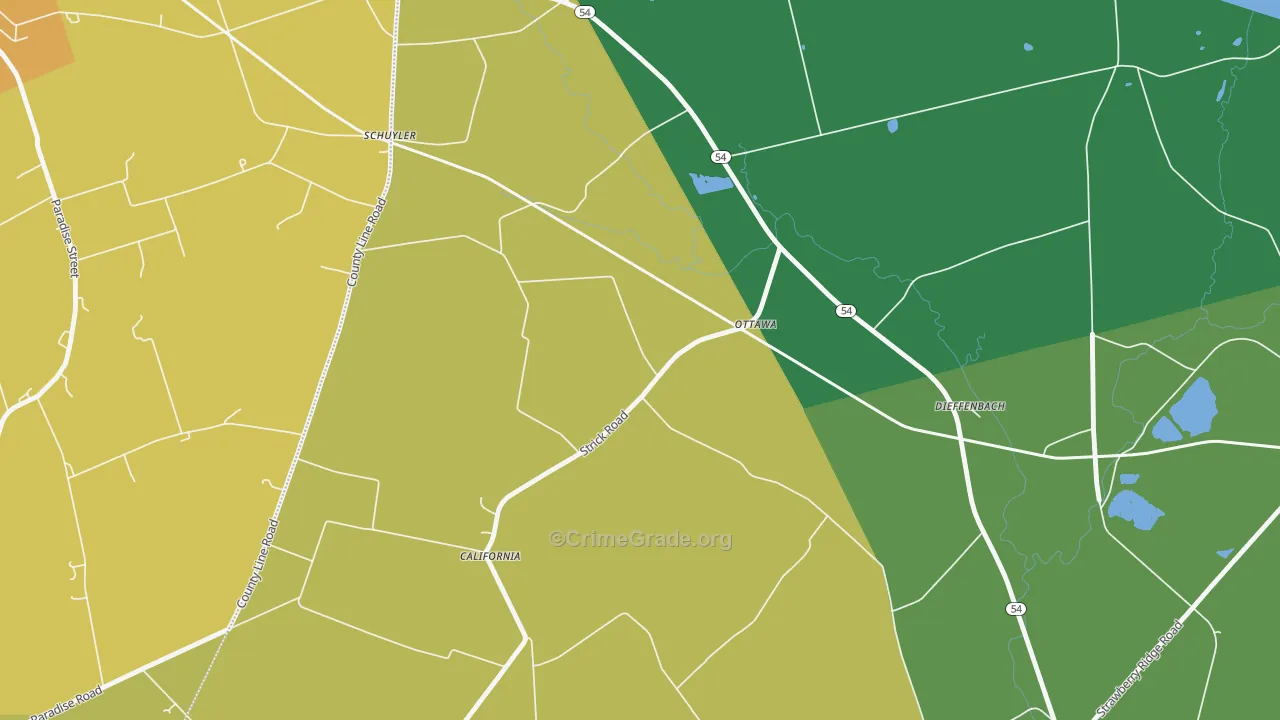 Ottawa, PA Map of Robbery Rates