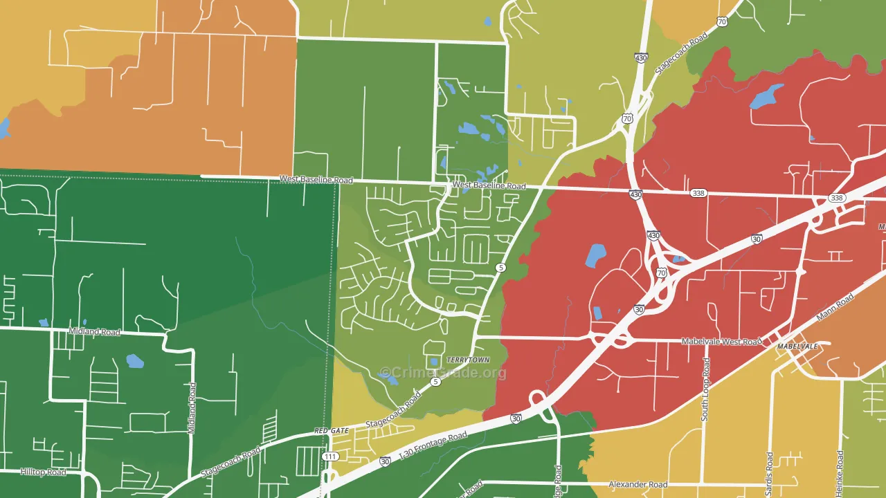 Otter Creek Crystal, Little Rock, AR Map of Robbery Rates