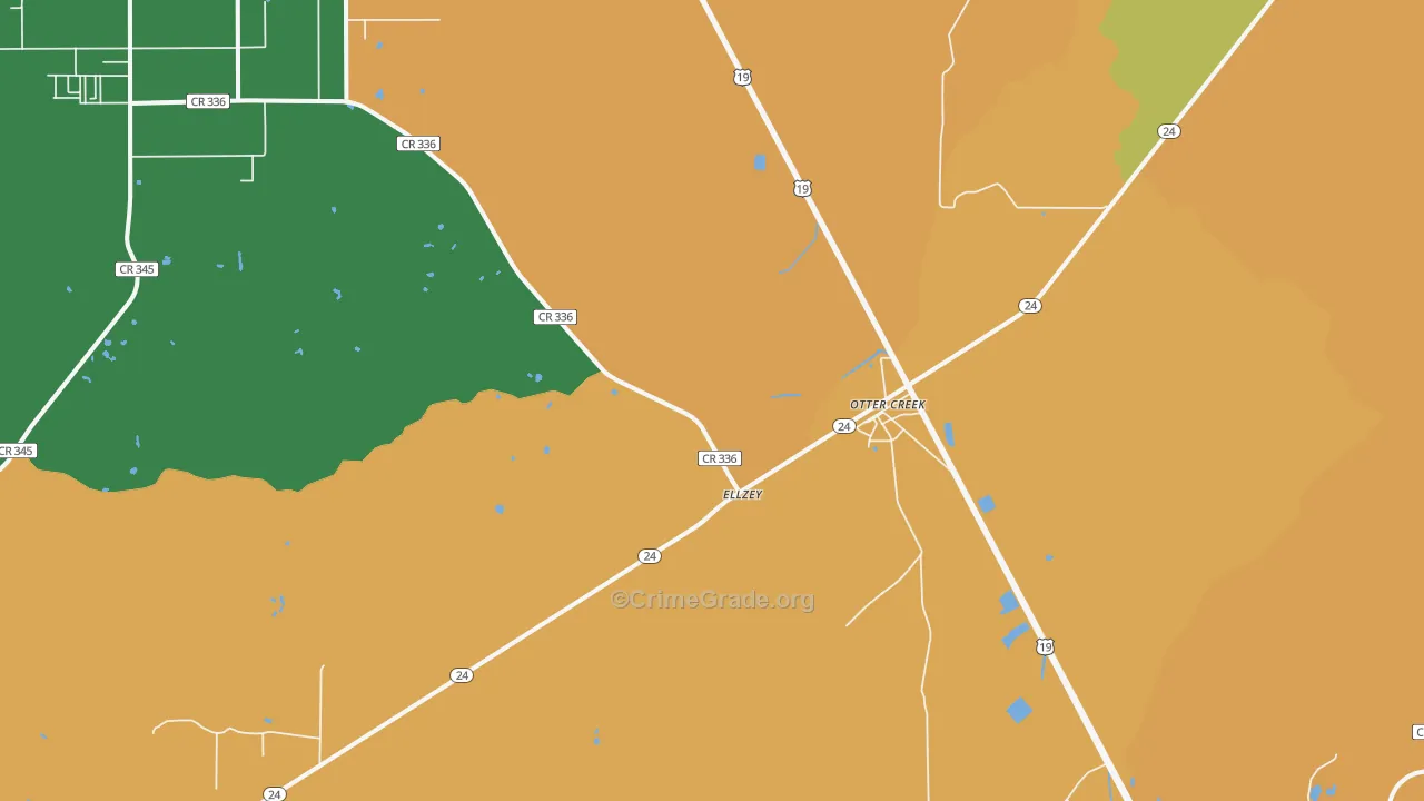 Otter Creek, FL Map of Robbery Rates