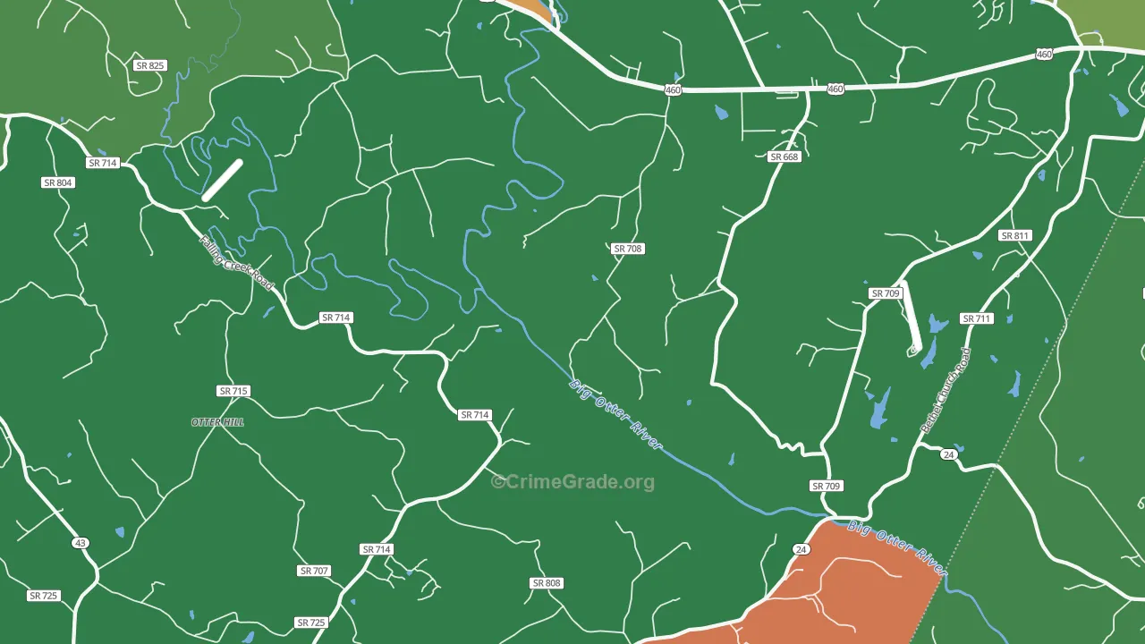 Otter Hill, VA Map of Robbery Rates