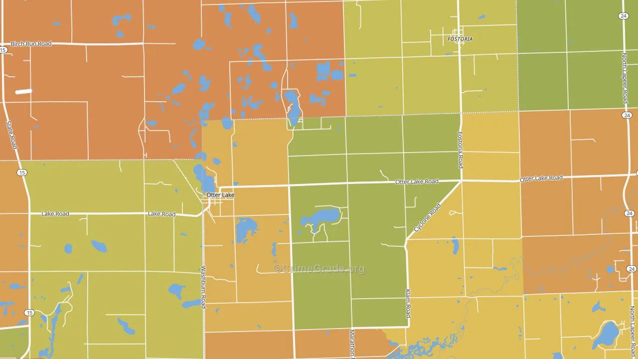 Otter Lake, MI Map of Robbery Rates