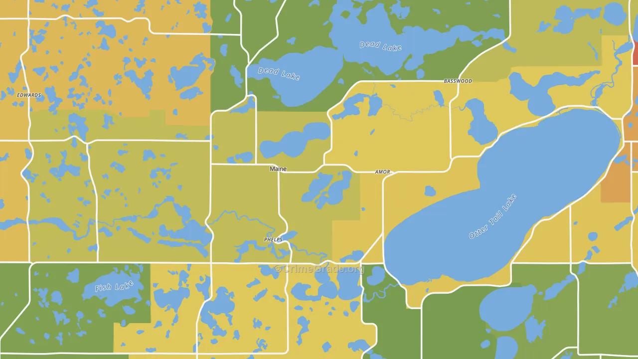 Otter Tail County, MN Map of Robbery Rates