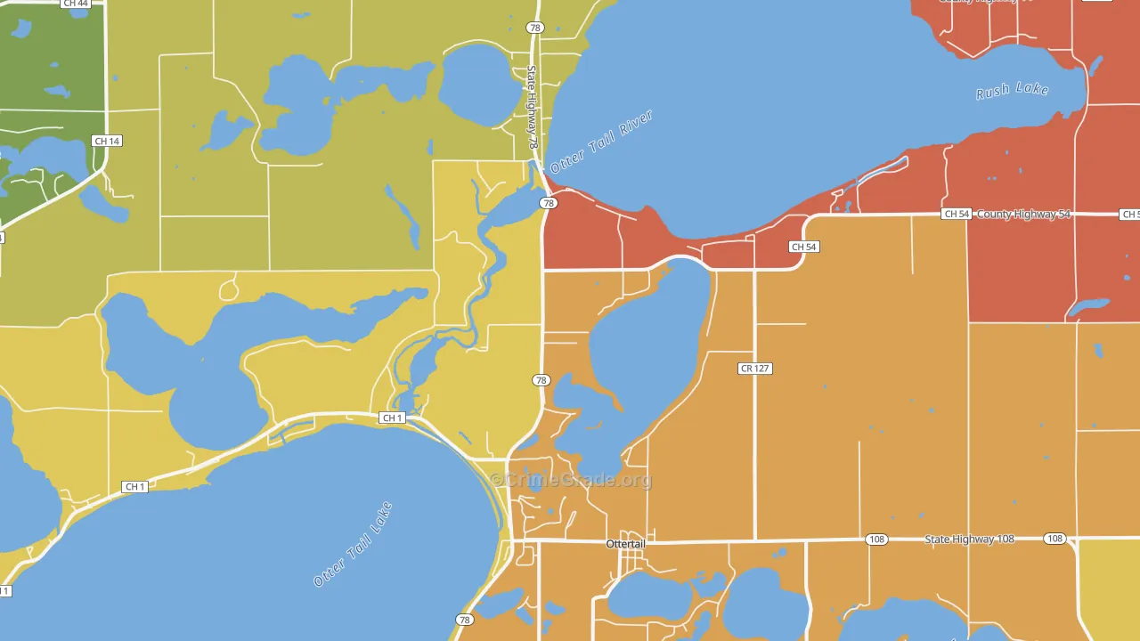 Ottertail, MN Map of Robbery Rates