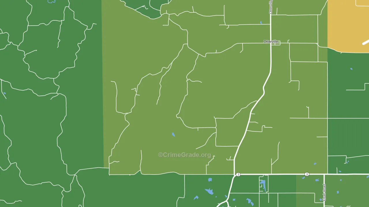 Otterville, IL Map of Robbery Rates