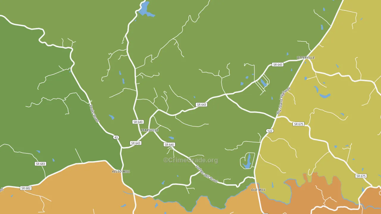 Otterville, VA Map of Robbery Rates
