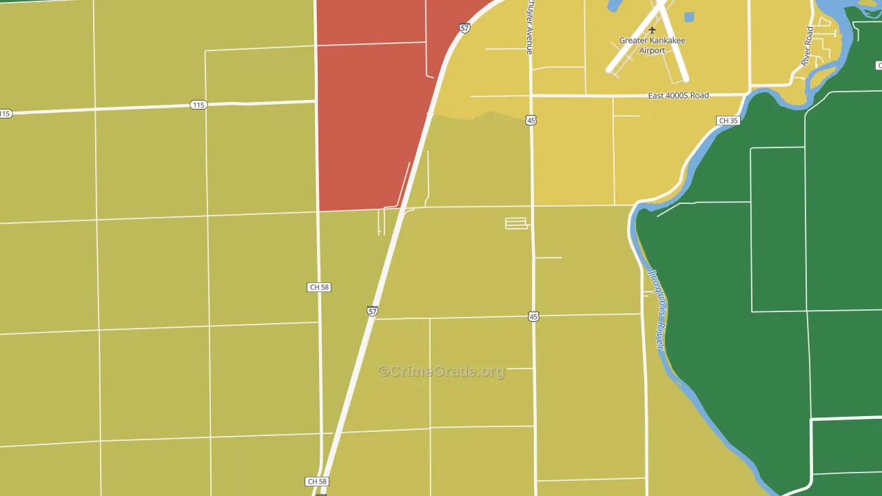 Otto, IL Map of Robbery Rates