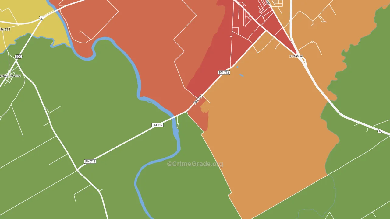 Otto, TX Map of Robbery Rates