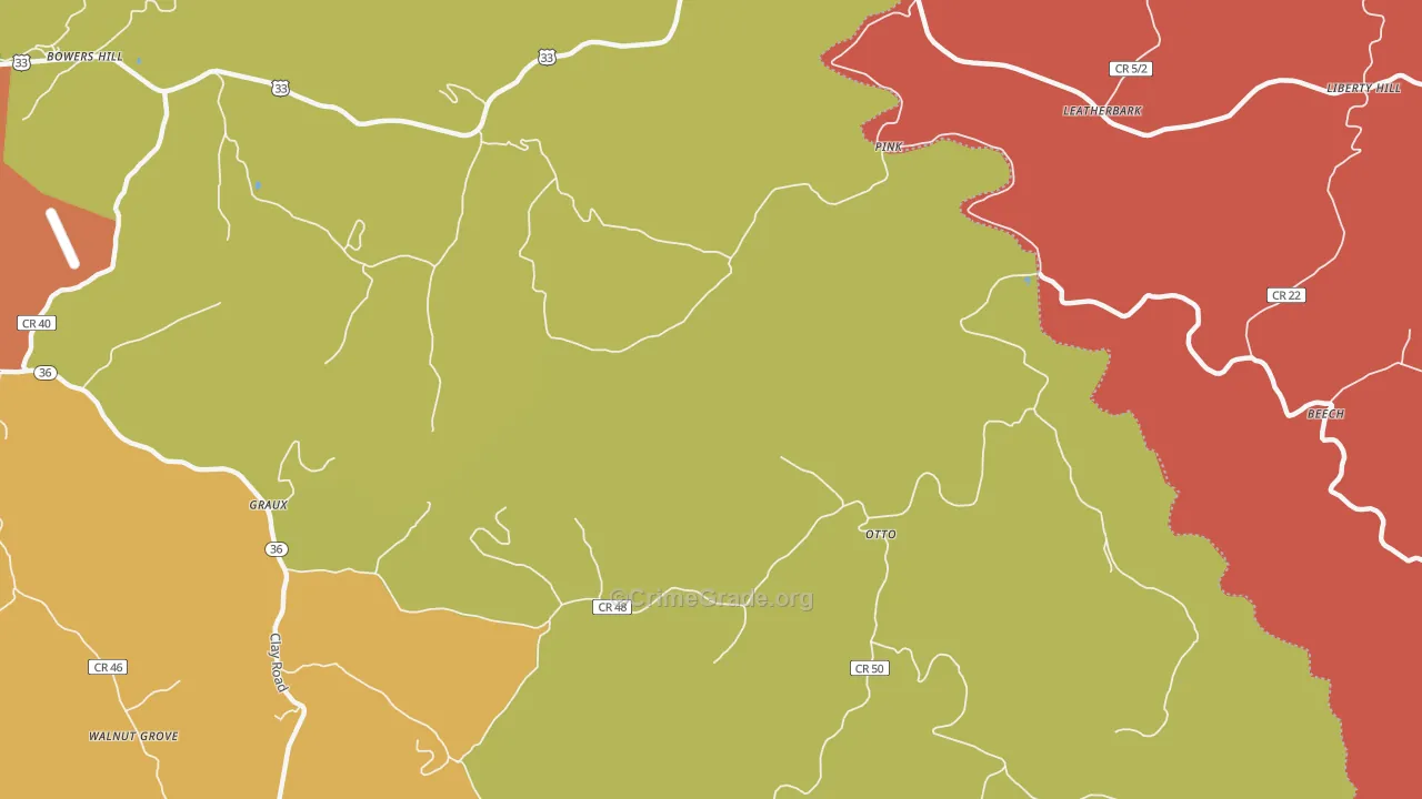 Otto, WV Map of Robbery Rates