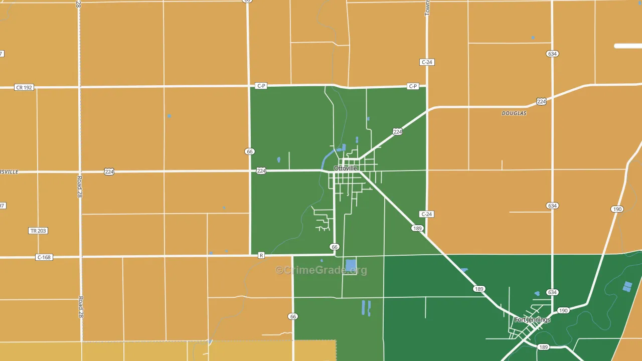 Ottoville, OH Map of Robbery Rates