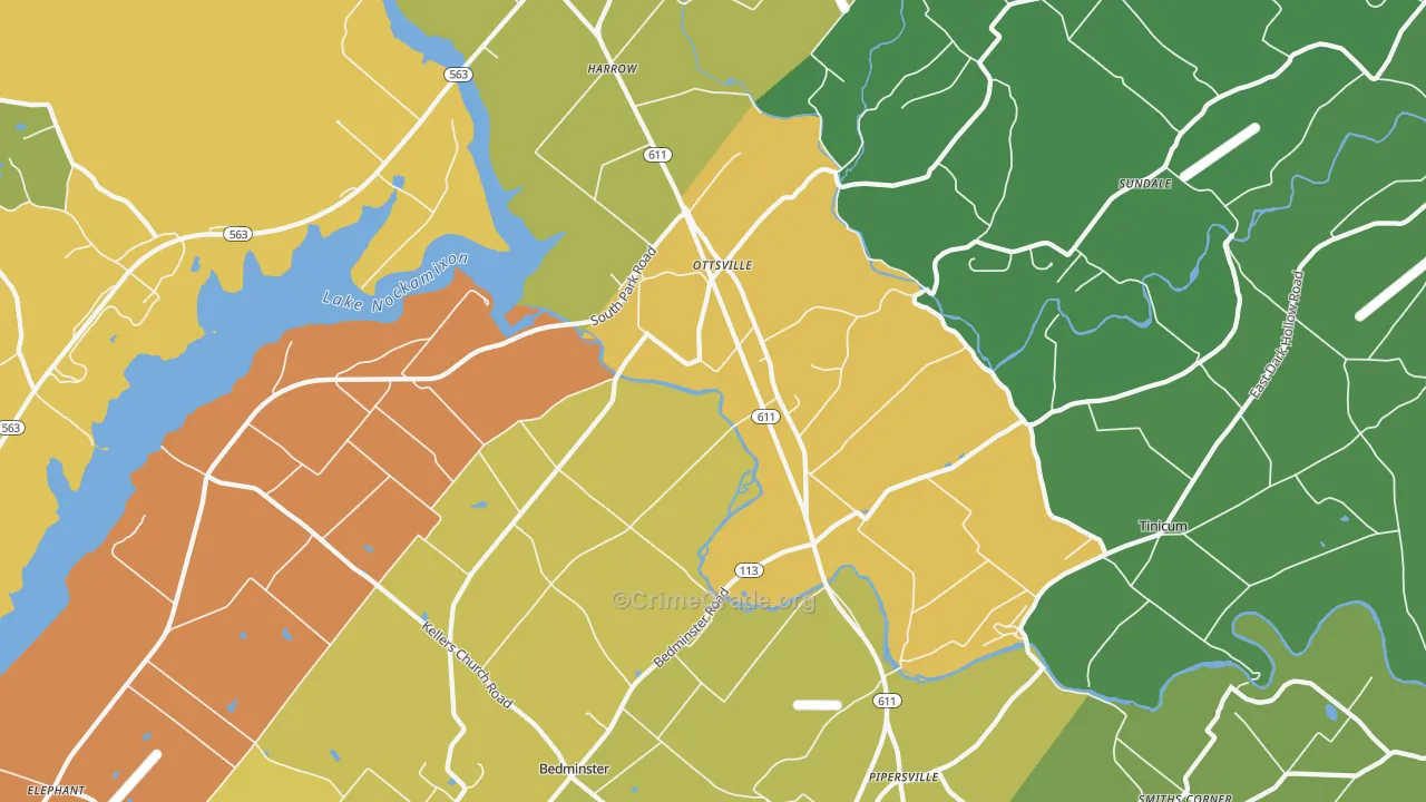 Ottsville, PA Map of Robbery Rates