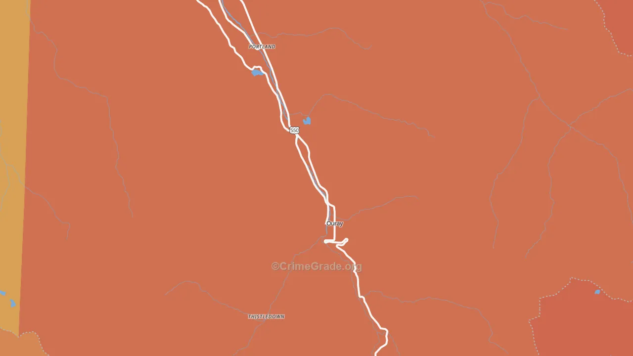 Ouray, CO Map of Robbery Rates
